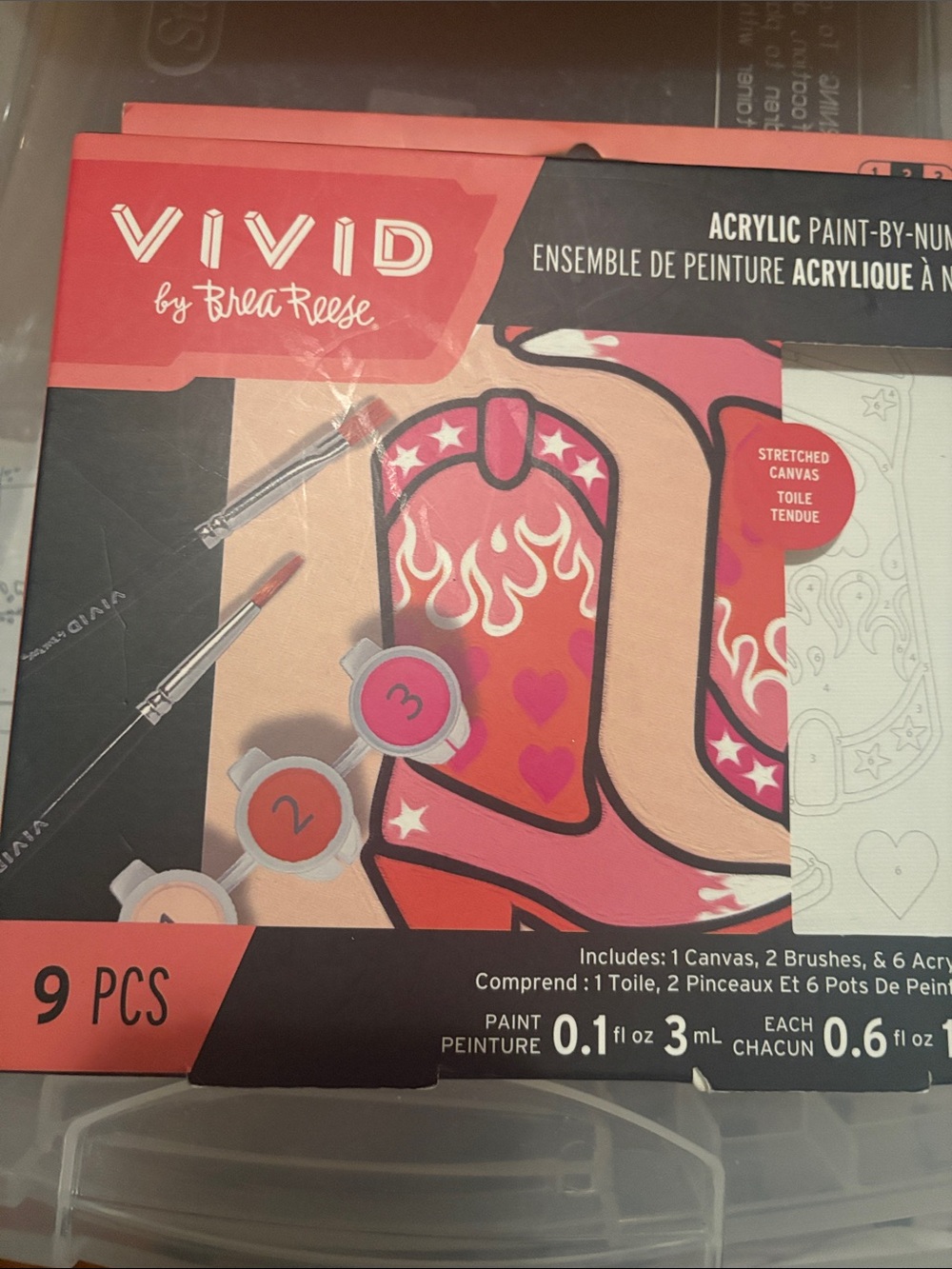VIVID by Brea Reese Pink Acrylic Paint-by-Number Cowboy Boot Art Kit